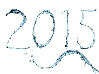 Fototapeta na wymiar Happy 2015 water splash