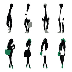 Black silhouettes of men and women