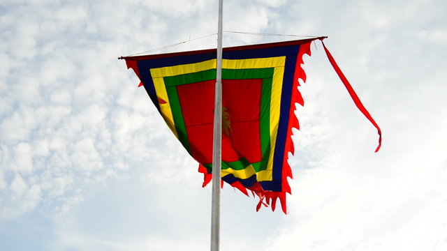 Temple Flag Blowing in the Wind - Hanoi Vietnam 