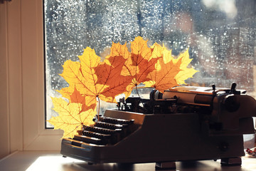 old typewriter concept autumn