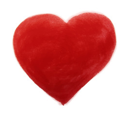 Hand-drawn painted red heart
