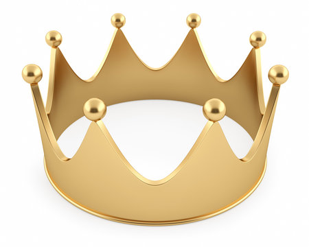Golden crown isolated on a white background. High resolution 3D