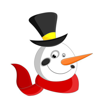 Happy Snowman Face with Hat