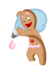 Happy Cartoon Gingerbread Man Dropping Cream