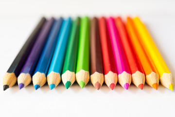 Number of colored pencils on the white paper