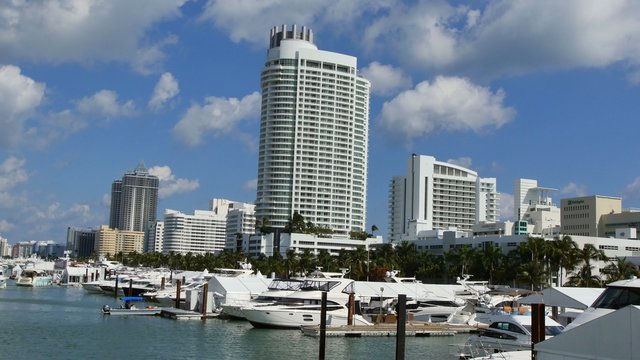 Miami scene with boats 4k uhd video