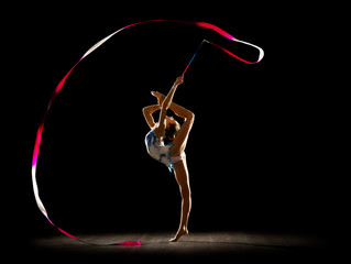 Girl engaged art gymnastics