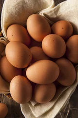 Gordijnen Raw Organic Brown Eggs © Brent Hofacker