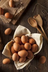 Gordijnen Raw Organic Brown Eggs © Brent Hofacker