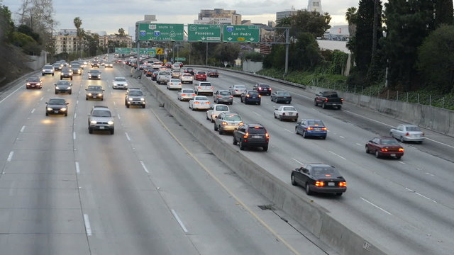 Time Lapse of Busy Freeway Traffic