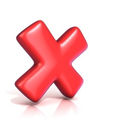 Red incorrect check mark. Isolated on white background