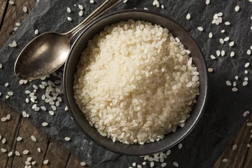 Wandcirkels aluminium Raw White Sushi Rice © Brent Hofacker