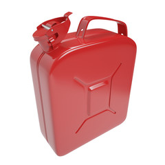 Jerrycan, container for fuel. Canister of gasoline by isolated