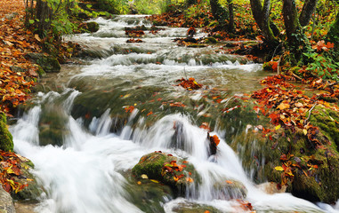 Fototapeta na wymiar Waterfall in Plitvice National Park, Croatia, Europe