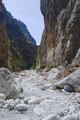 Rocky slopes Samaria Gorge on Crete Island.