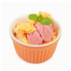 Ice cream in a cup isolated on white