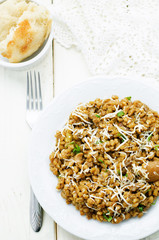 mushroom and barley stew with cheese