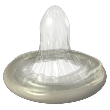 Rolled condom Isolated on white background