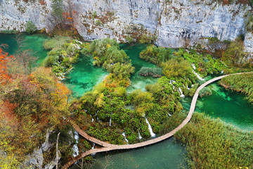 Waterfall in Plitvice National Park, Croatia, Europe