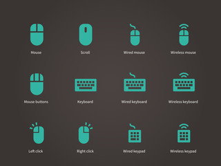 Keypad and mouse icons. Vector illustration.