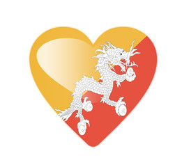 Bhutan 3D heart shaped flag