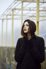 High fashion concept. Emotive portrait of beautiful brunette wit