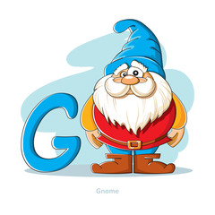 Cartoons Alphabet - Letter G with funny Gnome