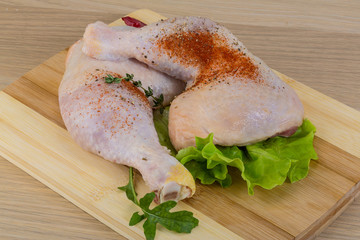 Raw chicken leg