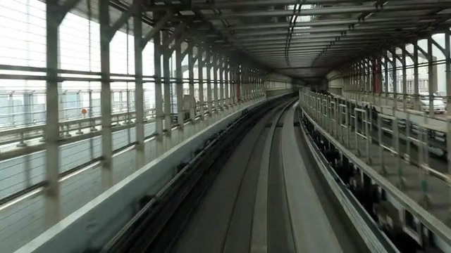 Time Lapse POV of the Tokyo Monorail System with Skyline -  Tokyo Japan
