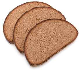Slice of fresh rye bread isolated on white background cutout