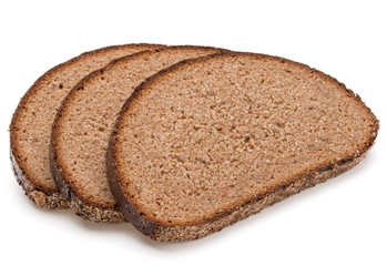 Slice of fresh rye bread isolated on white background cutout
