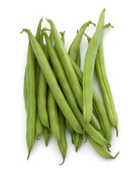 Green beans handful isolated on white background cutout