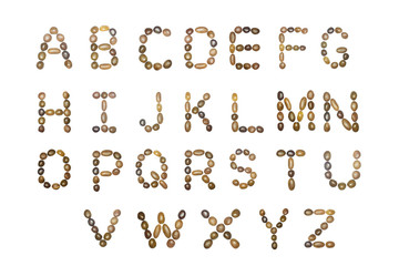 collection of letters of sea stones close-up isolated