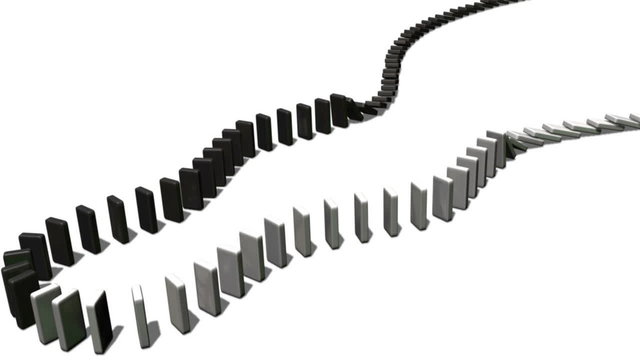 Black and White Falling Dominoes