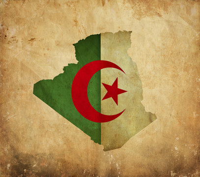 Vintage map of Algeria on grunge paper