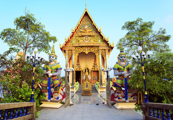 Buddhist Wat Plai Laem temple on Koh Samui island in Thailand.