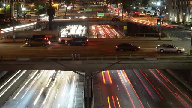 Time Lapse  - Traffic on Busy 10 Freeway in Downtown Los Angeles California