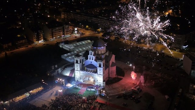 orthodox church celebration fireworks