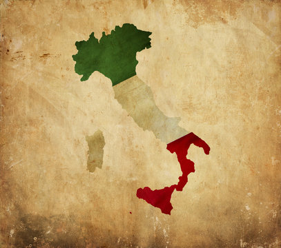 Vintage map of Italy on grunge paper