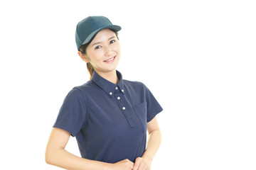 笑顔の女性労働者