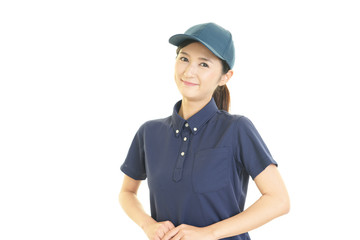 笑顔の女性労働者
