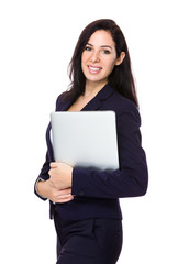 Businesswoman hold with laptop