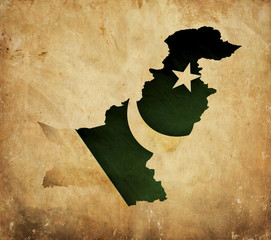 Vintage map of Pakistan on grunge paper
