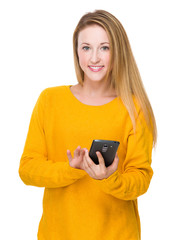 Caucasian woman use of mobile phone