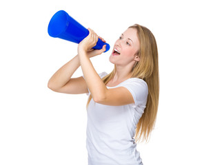 Woman shout with megaphone