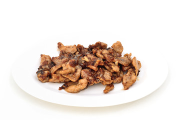 fried pork spare ribs with garlic and pepper (Thai food)