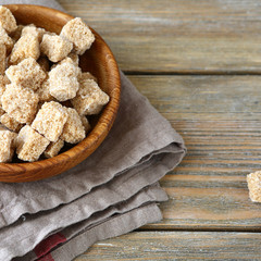 sweet cubes Cane  sugar in  bowl
