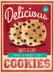 vector vintage styled cookies poster - obrazy, fototapety, plakaty
