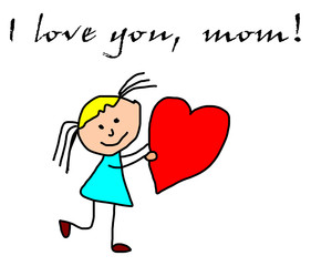 Kids drawing -  mother day greeting card