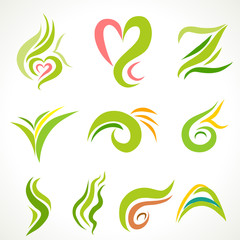 Vector  icons, set of decorative wavy shapes